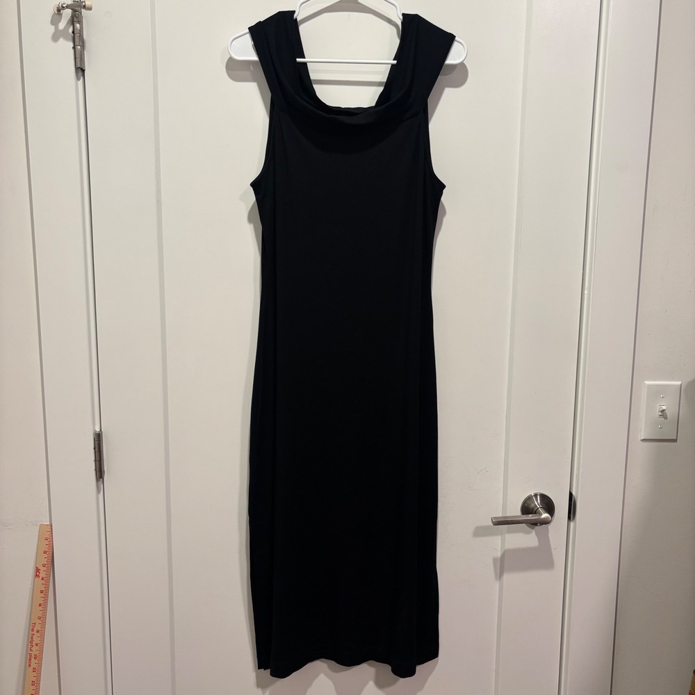 Boden Black Cowl Neck Sleeveless Midi Dress US 10R D0726 Ecovero Viscose